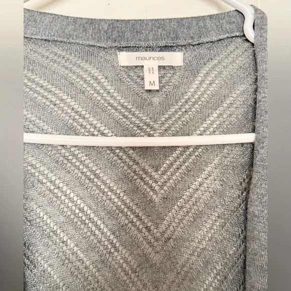 Maurices Light Gray Chevron Knit Open Sweater - Picture 2 of 4